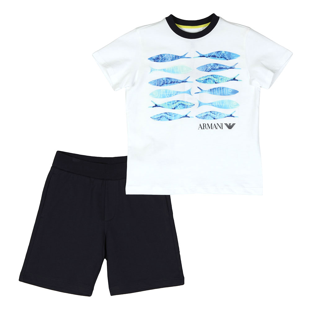 Armani Junior Fish Logo T Shirt & Short Set