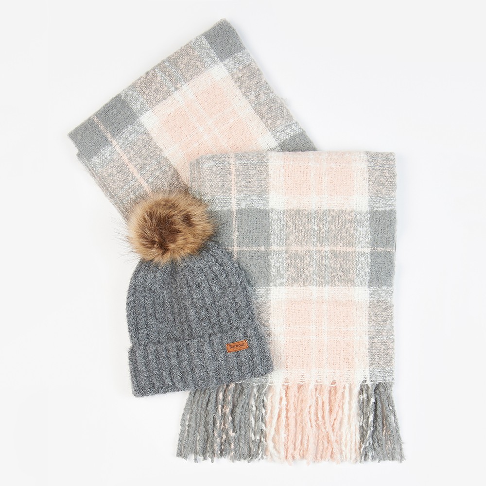 Barbour Lifestyle Saltburn Beanie & Tartan Scarf Set