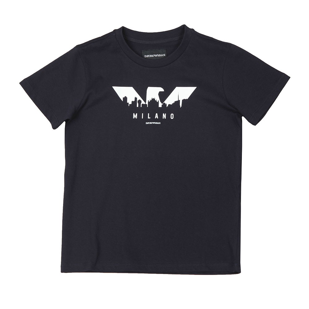 Emporio Armani Boys Milano Skyline Logo T Shirt