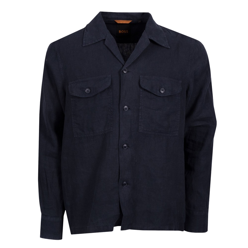 BOSS Linen Cuban Collar Overshirt