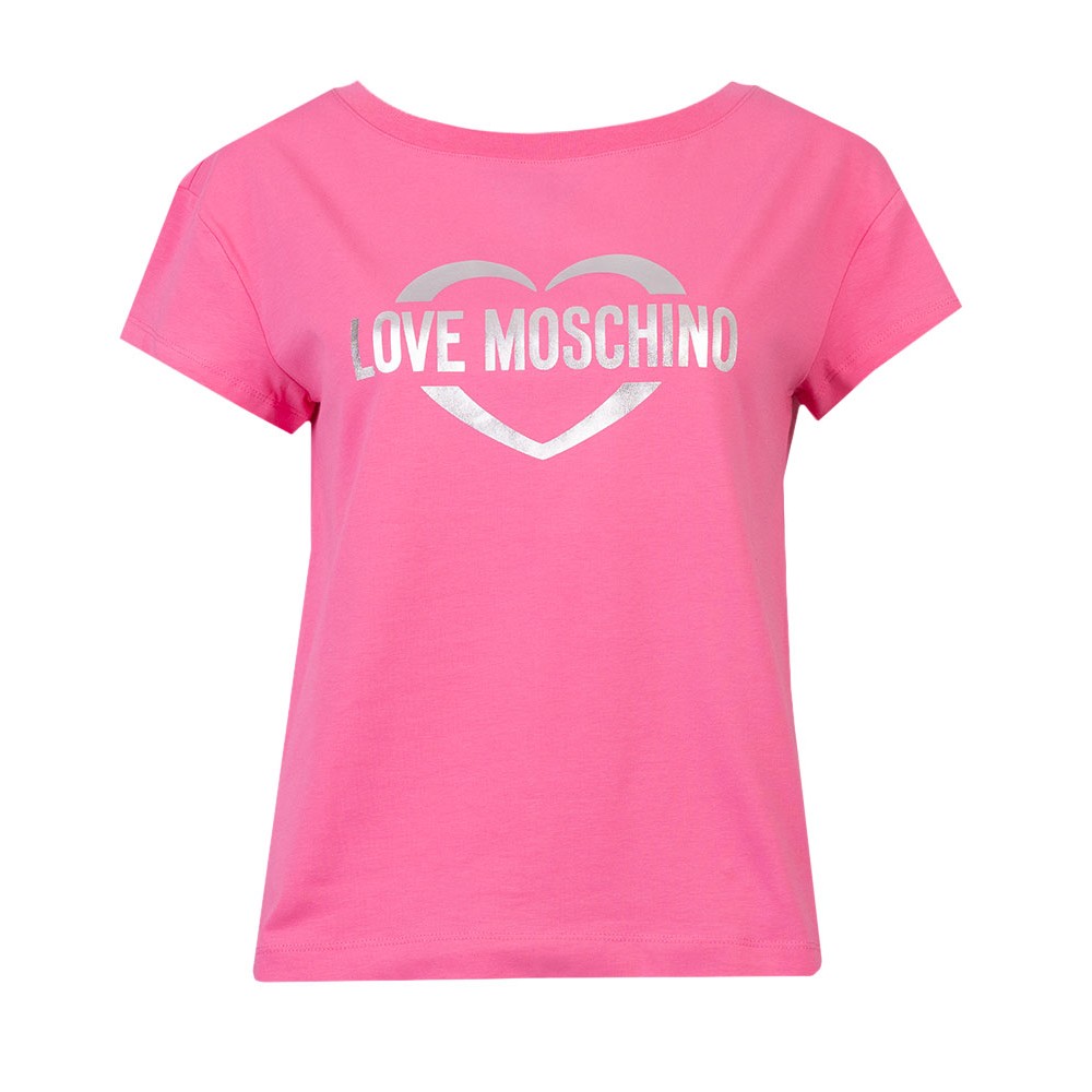 Love Moschino New Shine Heart Logo T Shirt