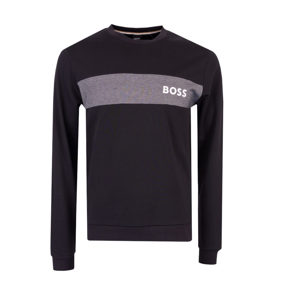 BOSS Bodywear Metallic Logo Stripe Crew Sweatshirt