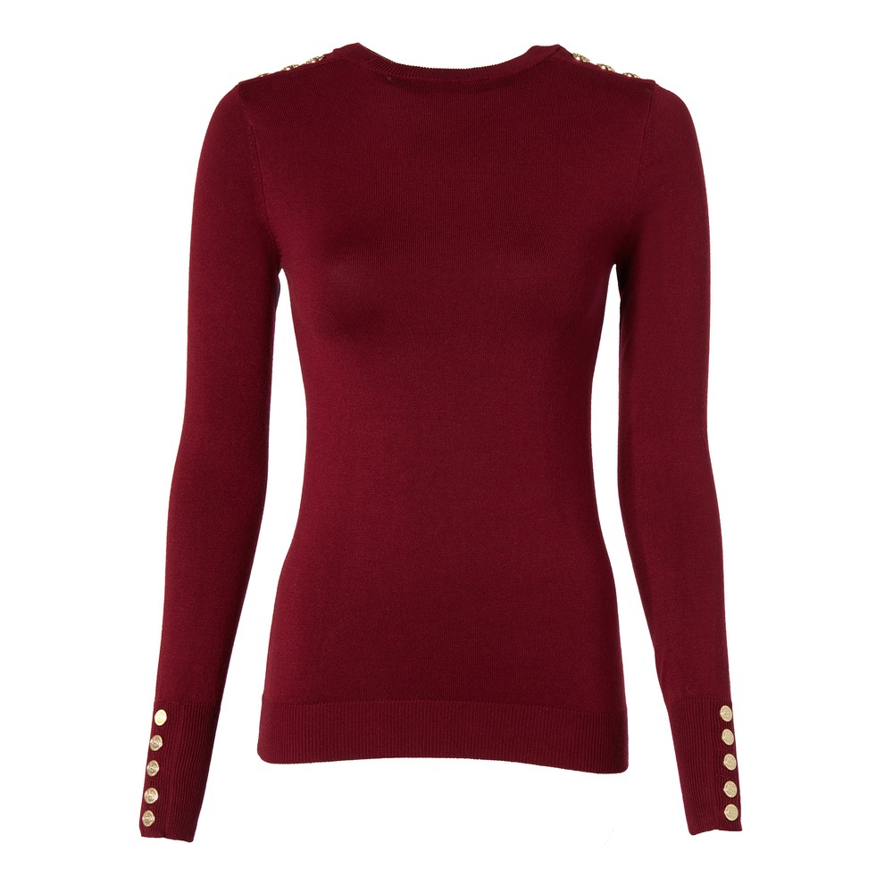 Holland Cooper Buttoned Knit Crew Neck Jumper