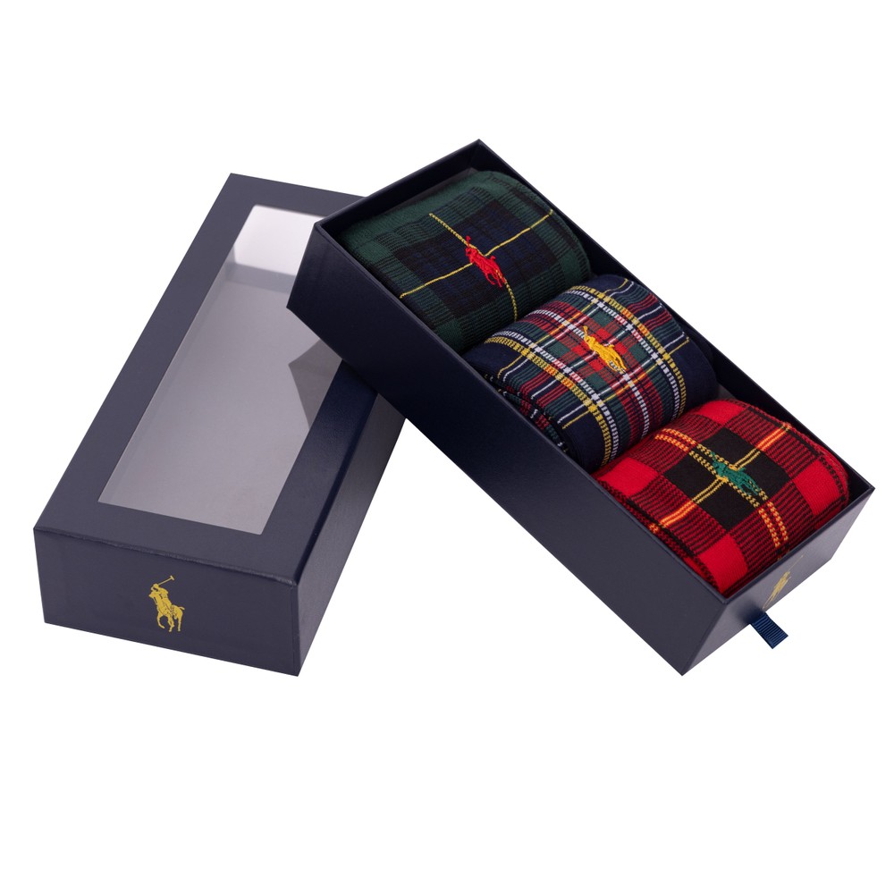 Polo Ralph Lauren 3 Pack Assorted Tartan Socks Gift Box