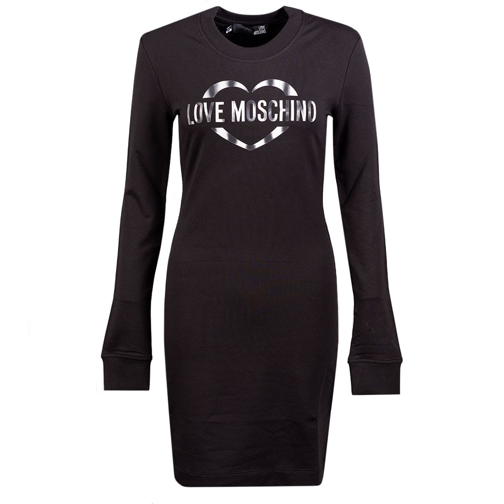 Love Moschino Metallic Heart Logo Jersey Dress