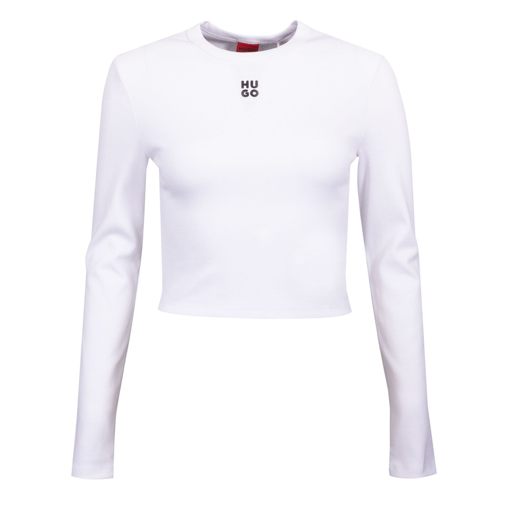 Hugo Dafilomena Ribbed Long Sleeve T Shirt