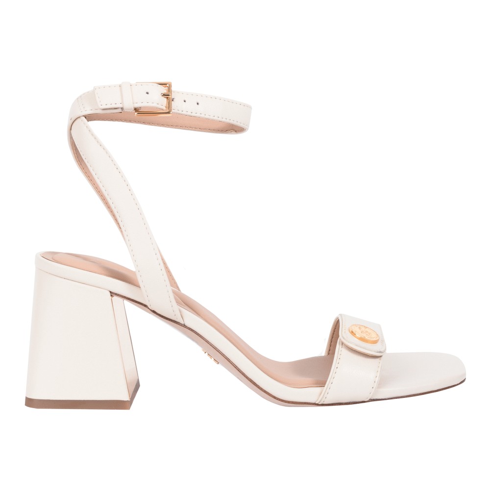 Ted Baker Milliiy Mid Block Heel Sandal With Signature Coin Detail