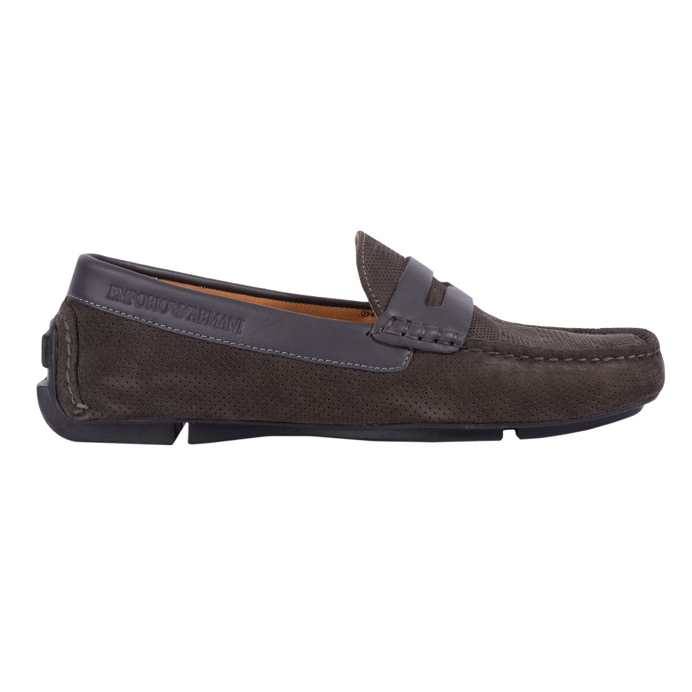 Emporio Armani Micro-Perforated Suede Driving Loafer