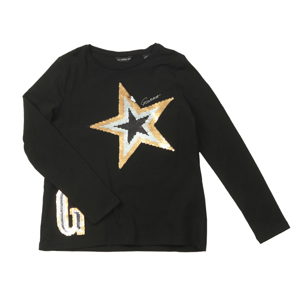 Guess Catnre Glitter Detail Long Sleeve Top