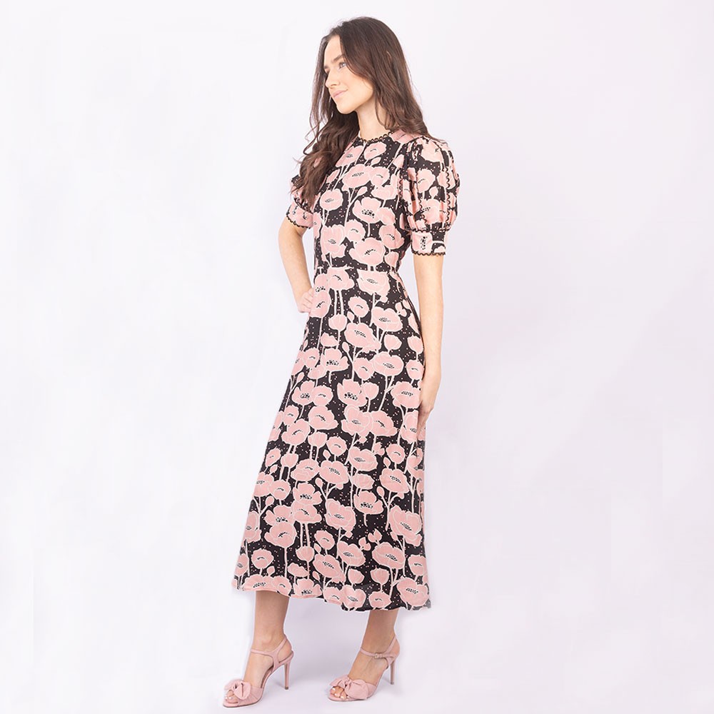 Ted Baker Astrydd Puff Sleeve Midi Tea Dress