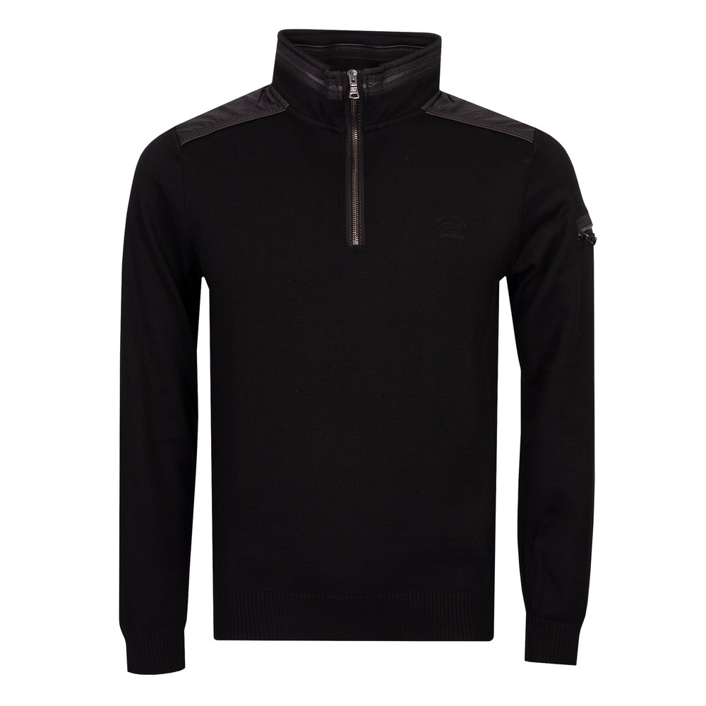 Paul & Shark Leather Trim Half Zip Jumper