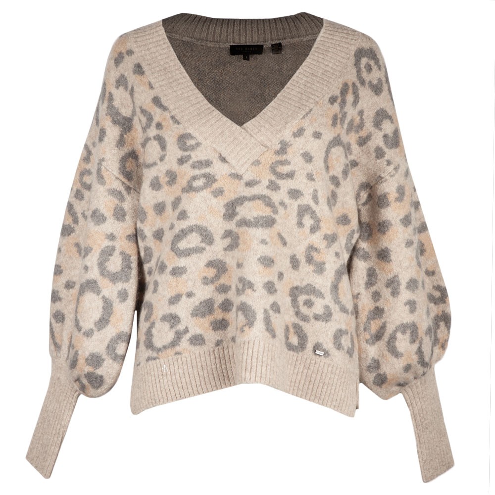 Ted Baker Alicina Animal Jacquard V Neck Sweater