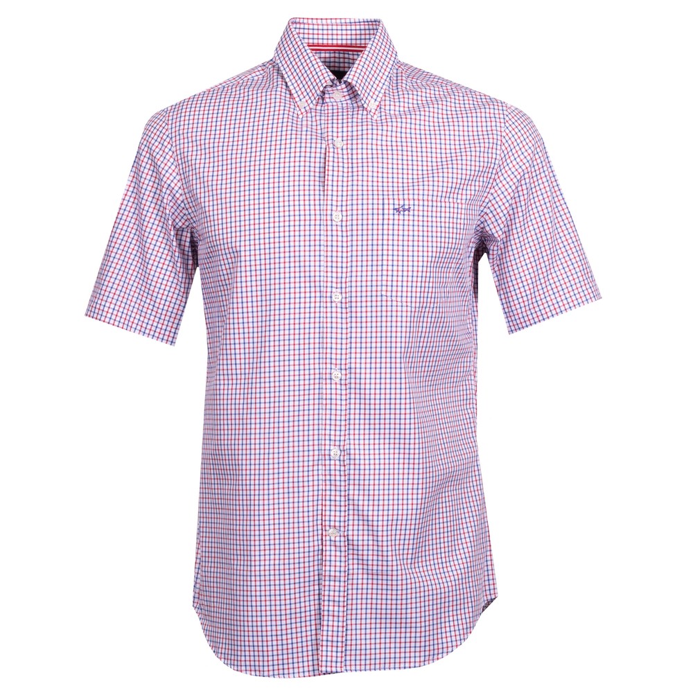 Paul & Shark Gingham Button Down Short Sleeve Shirt