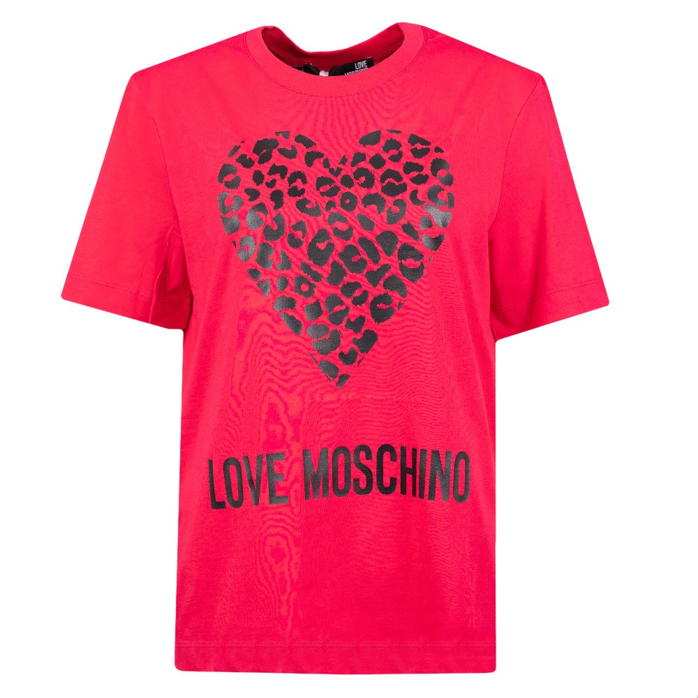 Love Moschino Leopard Heart T Shirt