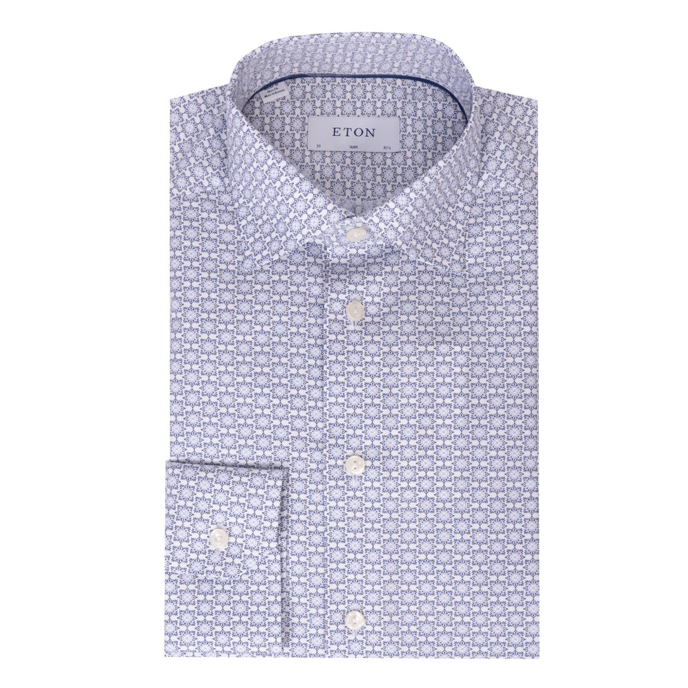 Eton Geometric Print Signature Twill Shirt