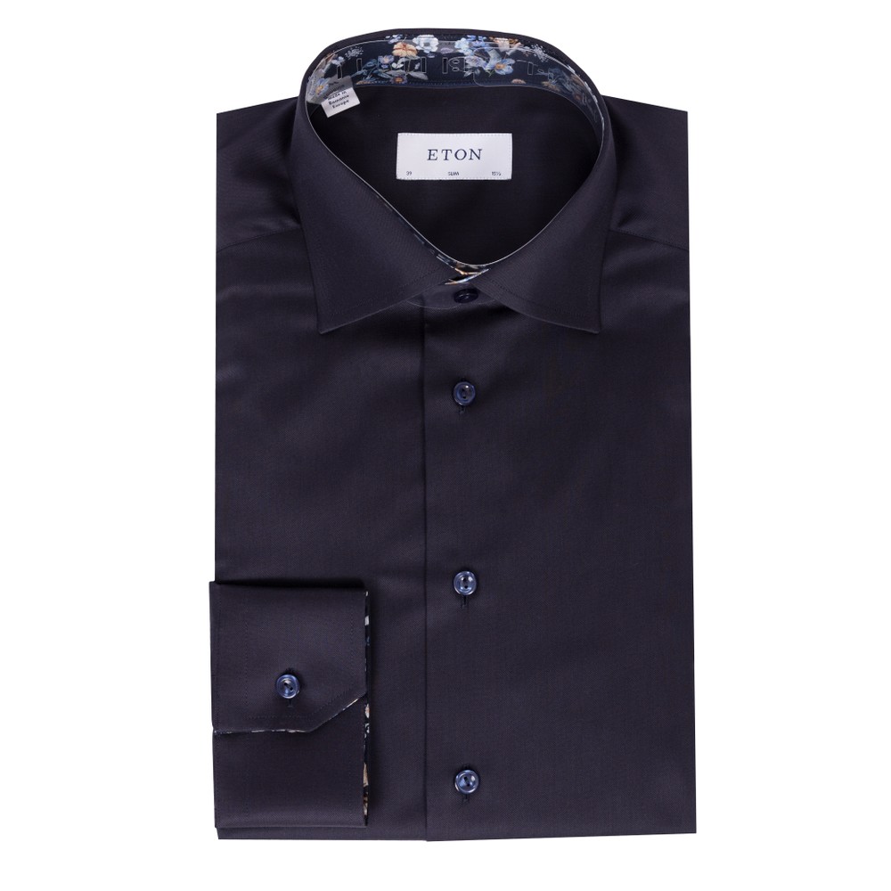 Eton Essential Dress Shirt With Floral Trim