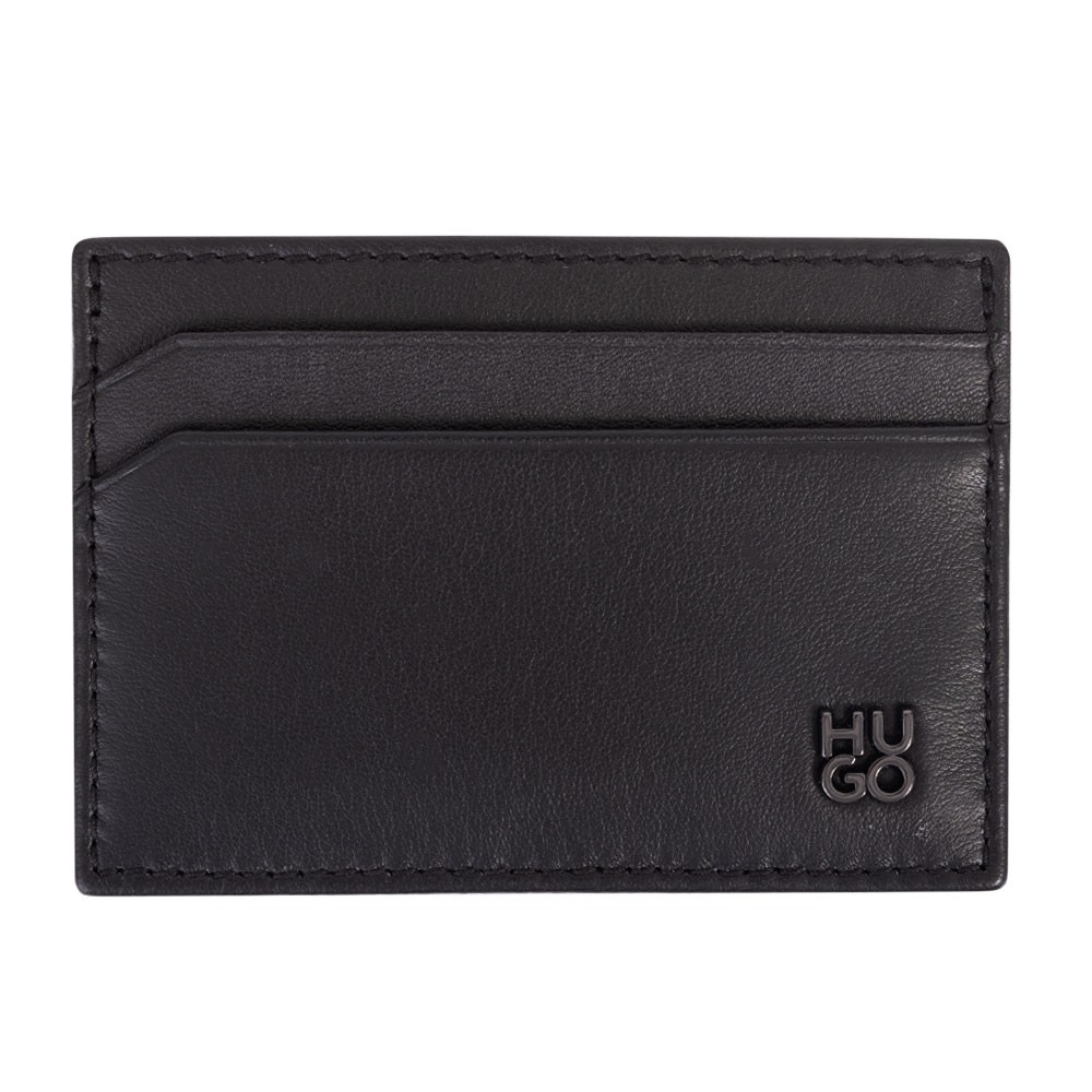 Hugo Stacked Logo Leather Card Holder