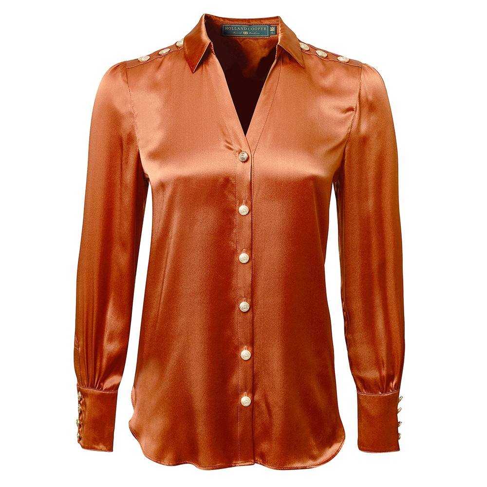 Holland Cooper Silk V Neck Blouse